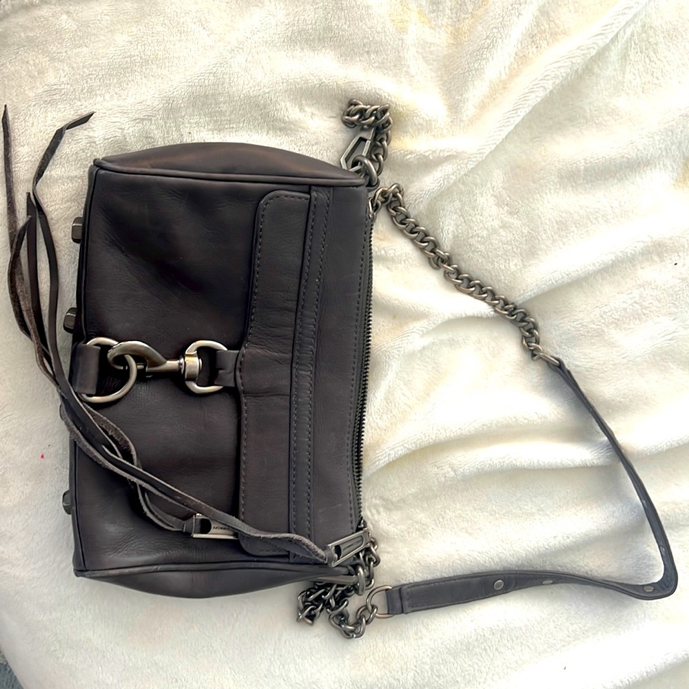 Rebecca Minkoff mini leather dark grey bag